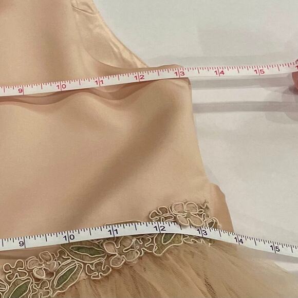 VTG Jessica McClintock Satin Tulle Dress, Embroidered, Flower Girl Dress, 10 - Picture 9 of 14